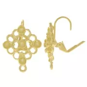 Monachelle rombo stampa 22x18 mm per cabochon 1028 3 mm - Dorato con oro fino x2