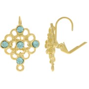 Monachelle rombo stampa 22x18 mm per cabochon 1028 3 mm - Dorato con oro fino x2