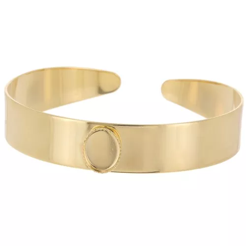 Bracciale con castone 12x170 mm per cabochon ovale 10x8 mm -Dorato con oro fino x1