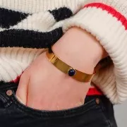 Bracciale con castone 12x170 mm per cabochon ovale 10x8 mm -Dorato con oro fino x1