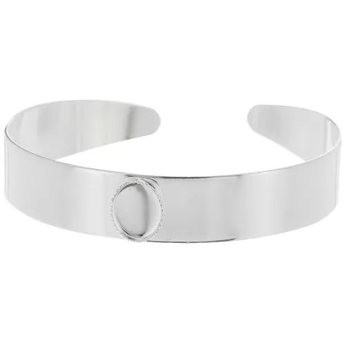 Bracciale con castone 12x170 mm per cabochon ovale 10x8 mm - Argento x1