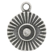 Charm rotondo 9 mm - motivo a occhio con Ossido di zirconio - Argento 925 ossidato - Cristallo x1|raw }}