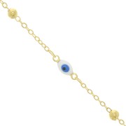 Catena Forzatina con piccole palline e occhio in resina epossidica 4mm doratox50cm