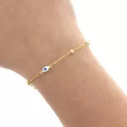 Catena Forzatina con piccole palline e occhio in resina epossidica 4mm doratox50cm