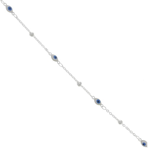 Catena Forzatina con piccole palline e occhio in resina epossidica 4mm Arg. x50cm