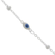 Catena Forzatina con piccole palline e occhio in resina epossidica 4mm Arg. x50cm