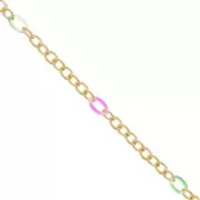 Catena Forzatina con anelli in acetato 7 mm - Dorato- Verde - Rosa x50cm