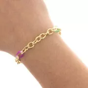 Catena Forzatina con anelli in acetato 7 mm - Dorato- Verde - Rosa x50cm