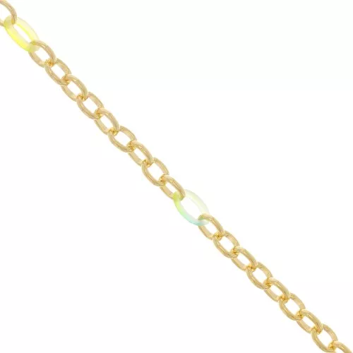 Catena Forzatina con anelli in acetato 7 mm - dorato - Blu - Giallo x50cm