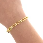 Catena Forzatina con anelli in acetato 7 mm - dorato - Blu - Giallo x50cm