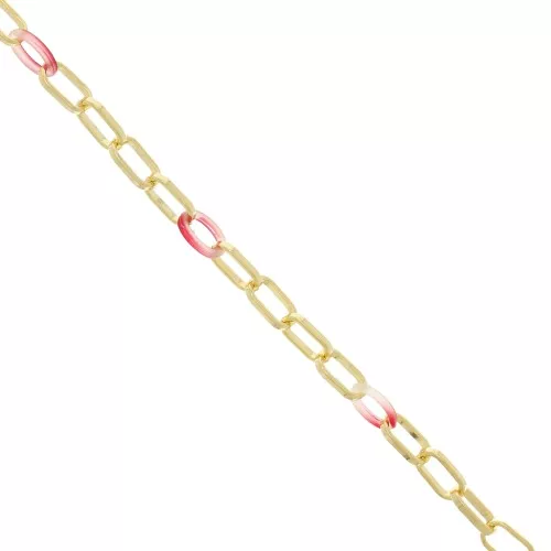 Catena rettangolare con anelli di acetato 7 mm - dorato- Multicolore x50cm