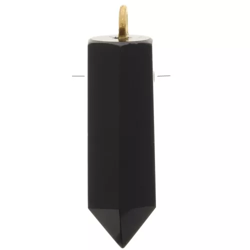 Pendente Pendolo con pietra semipreziosa 26x8mm - Onice nero- Arg925 Dorato
