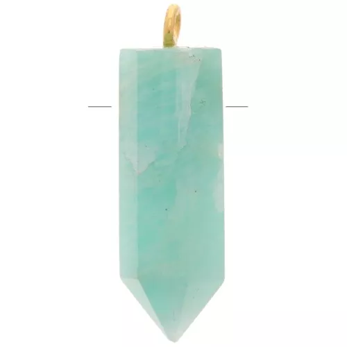 Pendente Pendolo con pietra semipreziosa 25x8mm - Amazzonite -Arg925 Dorato