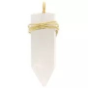 Pendente Pendolo con pietra semipreziosa 25x7mm -Pietra di luna- Arg925 Dorato