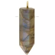 Pendente Pendolo con pietra semipreziosa 26x7mm- Labradorite - Arg925 Dorato