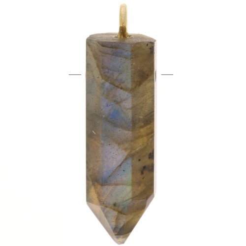 Pendente Pendolo con pietra semipreziosa 26x7mm- Labradorite - Arg925 Dorato