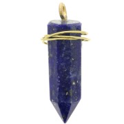 Pendente Pendolo con pietra semipreziosa 25x7mm- Lapis lazzuli -Arg925 Dorato