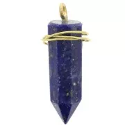 Pendente Pendolo con pietra semipreziosa 25x7mm- Lapis lazzuli -Arg925 Dorato