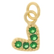 Ciondolo a cuore con ossido di zirconio 10x11 mm - Oro - Verde smeraldo x1|raw }}