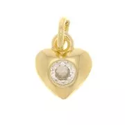 Ciondolo a cuore con Ossido di zirconio 7.5x6.5 mm - Oro - Cristallo x1