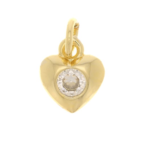 Ciondolo a cuore con Ossido di zirconio 7.5x6.5 mm - Oro - Cristallo x1