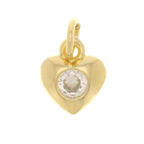 Ciondolo a cuore con Ossido di zirconio 7.5x6.5 mm - Oro - Cristallo x1