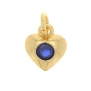 Ciondolo a cuore con Ossido di zirconio 7.5x6.5 mm - Oro - Blu scuro x1|raw }}