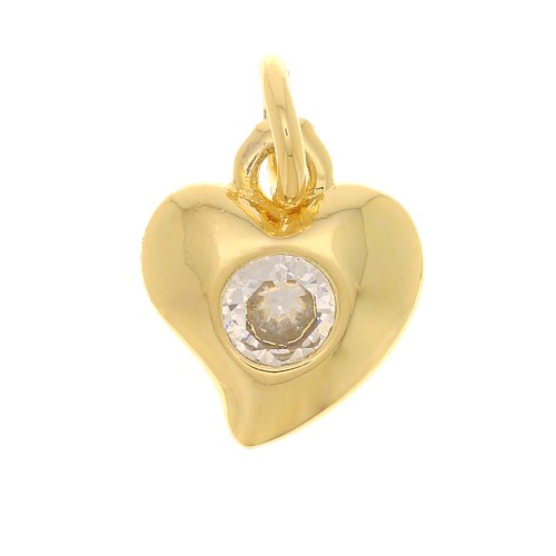 Ciondolo a cuore con Ossido di zirconio 8x7 mm - Oro - Cristallo x1