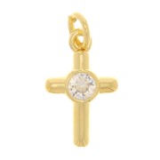 Ciondolo a croce con Ossido di zirconio 12x8 mm - Oro - Cristallo x1|raw }}