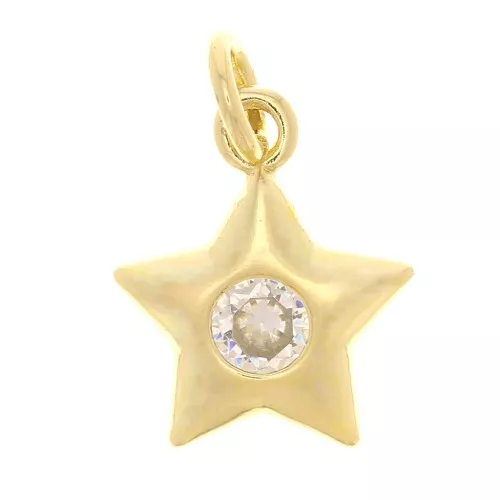 Ciondolo a stella con Ossido di zirconio 11x9mm - Oro - Cristallo x1