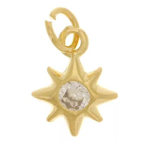 Stella Polare con ossido di zirconio 10x8 mm - Dorato con oro fino x1