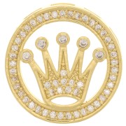 Passante rotondo 19 mm con ossido di zirconio per laccetto 10 mm - Oro - Cristallo|raw }}