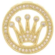 Passante rotondo 19 mm con ossido di zirconio per laccetto 10 mm - Oro - Cristallo