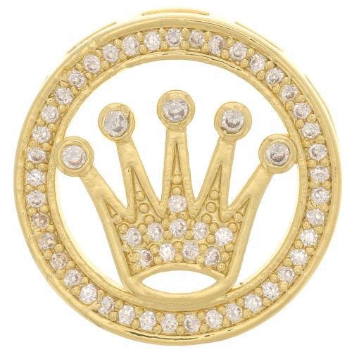 Passante rotondo 19 mm con ossido di zirconio per laccetto 10 mm - Oro - Cristallo