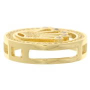 Passante rotondo 19 mm con ossido di zirconio per laccetto 10 mm - Oro - Cristallo