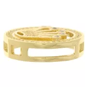 Passante rotondo 19 mm con ossido di zirconio per laccetto 10 mm - Oro - Cristallo