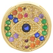 Passante rotondo 14 mm con ossido di zirconio per laccetto 10 mm - Oro - Multicolore|raw }}