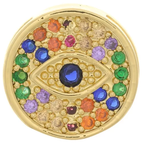 Passante rotondo 14 mm con ossido di zirconio per laccetto 10 mm - Oro - Multicolore