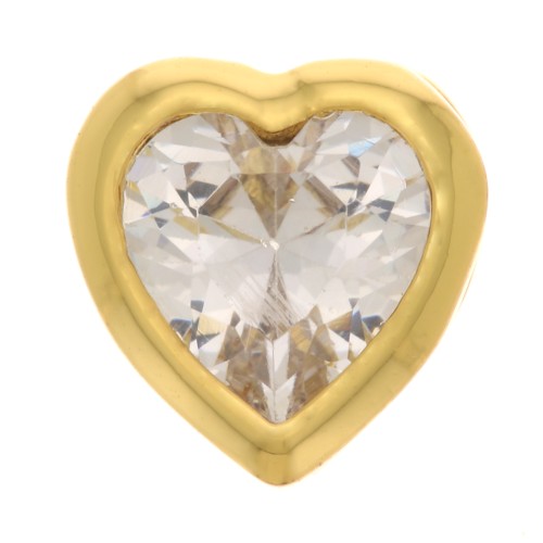 Pendente a forma di cuore con  Ossido di zirconio 7 mm - Oro - Cristallo x1