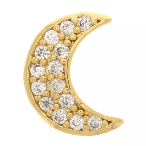 Pendente luna con Ossido di zirconio 8x6 mm - Oro - Cristallo x1