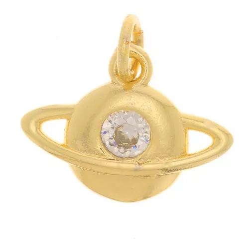 Ciondolo pianeta con Ossido di zirconio 9x12 mm - Oro - Cristallo x1