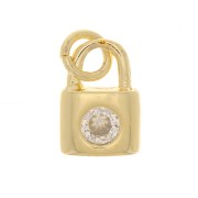 Ciondolo Lucchetto Charm con Ossido di zirconio 8x6 mm - Oro - Cristallo x1