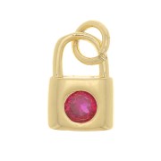 Ciondolo Lucchetto con Ossido di zirconio 8x6 mm - Oro - Fucsia x1|raw }}