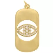 Pendente occhio scavato con  Ossido di zirconio 28x14 mm - Oro - Cristallo x1