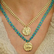 Pendente rotondo irregolare 21 mm con  Ossido di zirconio - segno zodiacale Ariete -Dorato x1