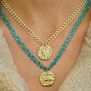 Pendente rotondo irregolare 22 mm con Ossido di zirconio - segno zodiacale Virgo -Dorato x1