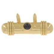 Pendente etnico a tubo 9x19 mm con cabochon in vetro - Dorato - Blu scuro x1