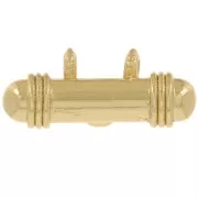 Pendente etnico a tubo 9x19 mm con cabochon in vetro - Dorato - Blu scuro x1