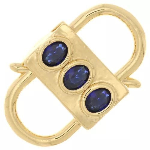 Chiusura design con doppia apertura 23x14mm con zirconi - Oro - Blu scuro