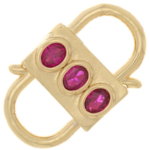 Chiusura design con doppia apertura 23x14mm con  Ossido di zirconio - Oro - Fucsia